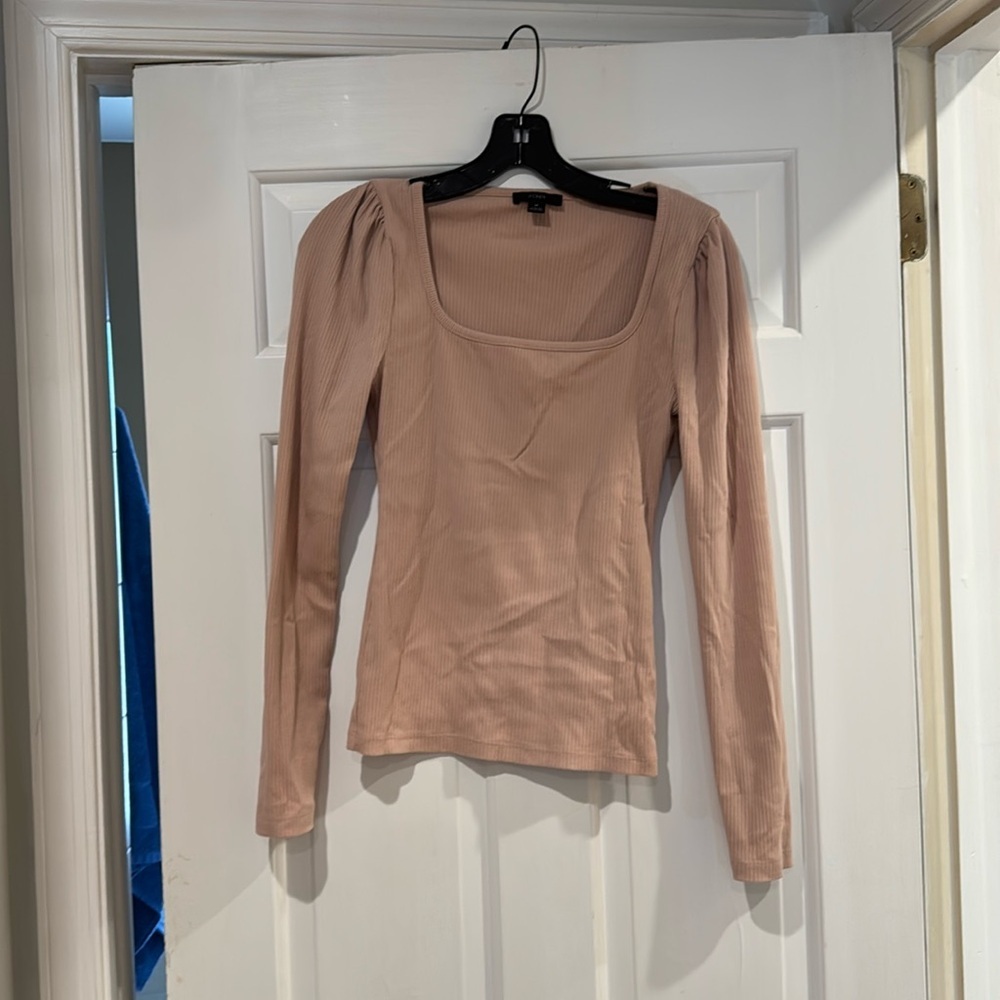 J. Crew Puff Shoulder Ribbed Top
